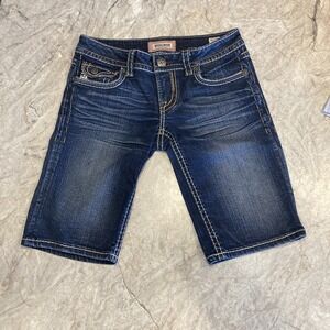 MEK Jean Shorts Size 27 Womens New Oaxaca Bermuda Low Rise Stone Wash Blue Denim